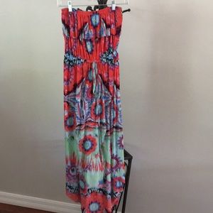 Strapless high-low maxi dress, beach coverup